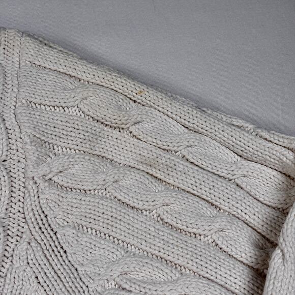 Vintage 1990s LAUREN Ralph Lauren White Cable Knit Sweater Green Label AS IS - Picture 14 of 16